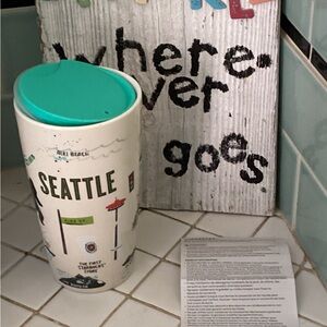 Starbucks Seattle New Coffee Tumbler With Lid & Paperwork